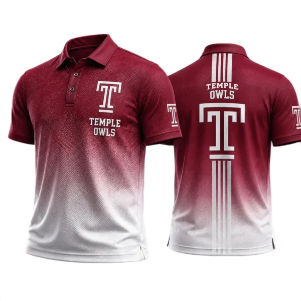 Temple Owls Polo Shirt Bottom Slit Button-up Shirts 2027 Limited