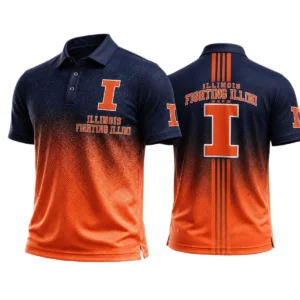 Illinois Fighting Illini Polo Shirt Bottom Slit Button-up Shirts 2027 Limited