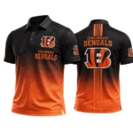 Cincinnati Bengals Men’s Button Short Sleeve Polo Bottom Slit New 2026 Limited