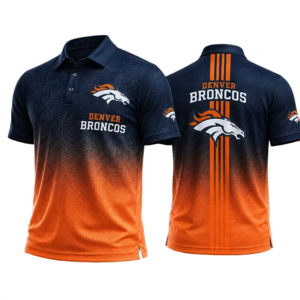 Denver Broncos Men’s Button Short Sleeve Polo Bottom Slit New 2026 Limited