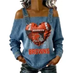 Cleveland Browns Off-Shoulder Long Sleeve Womens Top Shoulder Straps Limited