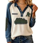 Athletics Women Contrast Patchwork Waffle Knit Long Sleeve Personalize Name