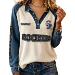 Colorado Rockies Women Contrast Patchwork Waffle Knit Long Sleeve Personalize Name