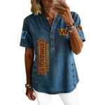 Washington Commanders Women’s Short Sleeve V-Neck Button-Down Tunic Top