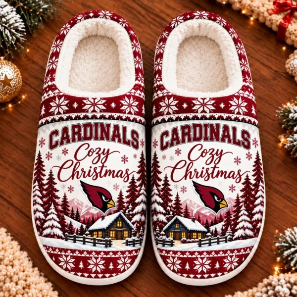 Arizona Cardinals Fluffy Plush House Slippers Unisex Gift For Christmas