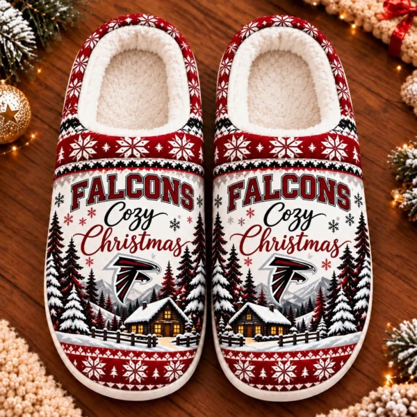 Atlanta Falcons Fluffy Plush House Slippers Unisex Gift For Christmas
