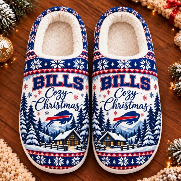 Buffalo Bills Fluffy Plush House Slippers Unisex Gift For Christmas