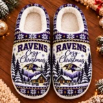 Baltimore Ravens Fluffy Plush House Slippers Unisex Gift For Christmas
