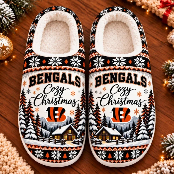 Cincinnati Bengals Fluffy Plush House Slippers Unisex Gift For Christmas