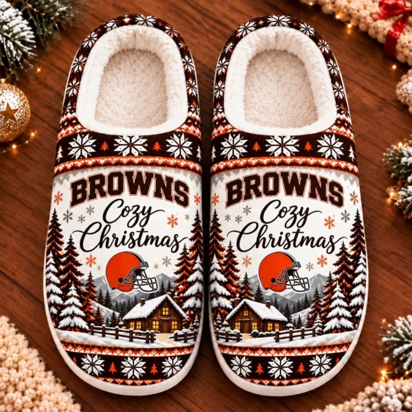 Cleveland Browns Fluffy Plush House Slippers Unisex Gift For Christmas