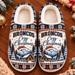 Denver Broncos Fluffy Plush House Slippers Unisex Gift For Christmas