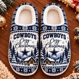 Dallas Cowboys Fluffy Plush House Slippers Unisex Gift For Christmas