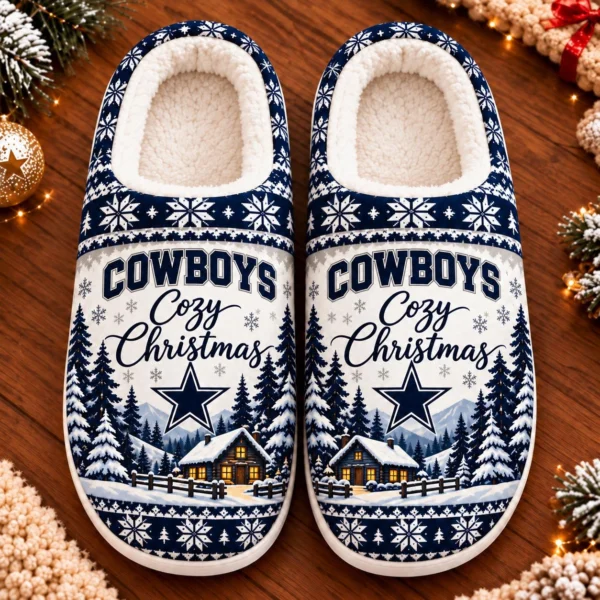 Dallas Cowboys Fluffy Plush House Slippers Unisex Gift For Christmas