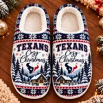 Houston Texans Fluffy Plush House Slippers Unisex Gift For Christmas