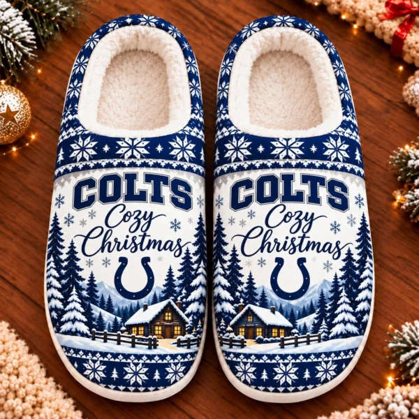 Indianapolis Colts Fluffy Plush House Slippers Unisex Gift For Christmas