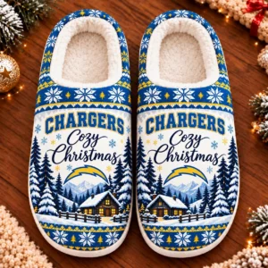 Los Angeles Chargers Fluffy Plush House Slippers Unisex Gift For Christmas