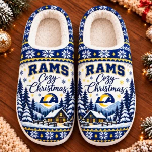 Los Angeles Rams Fluffy Plush House Slippers Unisex Gift For Christmas