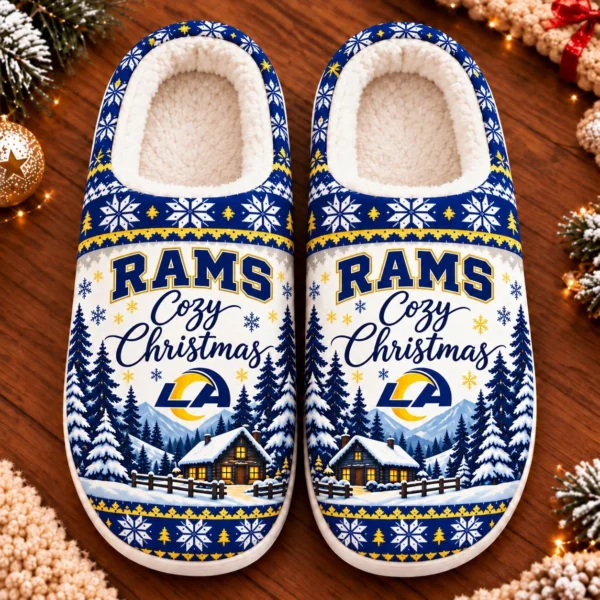 Los Angeles Rams Fluffy Plush House Slippers Unisex Gift For Christmas