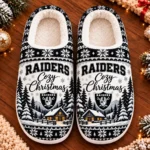 Las Vegas Raiders Fluffy Plush House Slippers Unisex Gift For Christmas