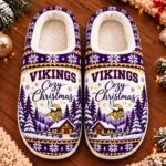 Minnesota Vikings Fluffy Plush House Slippers Unisex Gift For Christmas