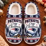 New England Patriots Fluffy Plush House Slippers Unisex Gift For Christmas