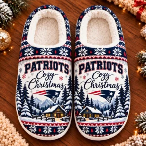 New England Patriots Fluffy Plush House Slippers Unisex Gift For Christmas
