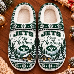 New York Jets Fluffy Plush House Slippers Unisex Gift For Christmas