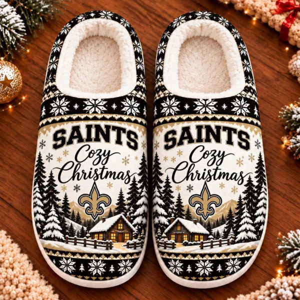 New Orleans Saints Fluffy Plush House Slippers Unisex Gift For Christmas