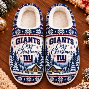 New York Giants Fluffy Plush House Slippers Unisex Gift For Christmas