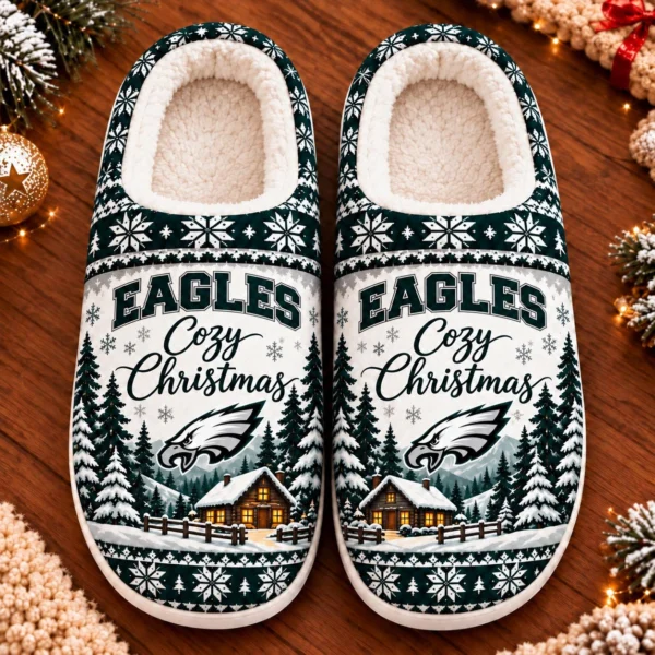 Philadelphia Eagles Fluffy Plush House Slippers Unisex Gift For Christmas