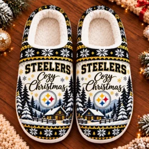Pittsburgh Steelers Fluffy Plush House Slippers Unisex Gift For Christmas