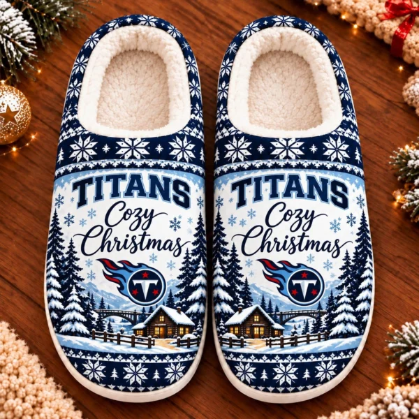 Tennessee Titans Fluffy Plush House Slippers Unisex Gift For Christmas