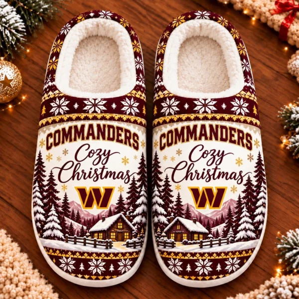 Washington Commanders Fluffy Plush House Slippers Unisex Gift For Christmas