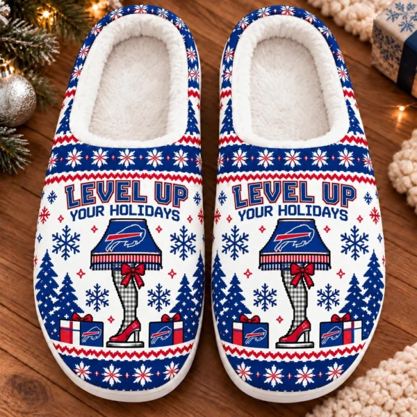 Buffalo Bills House Slippers Fluffy Plush Unisex Limited Gift For Christmas