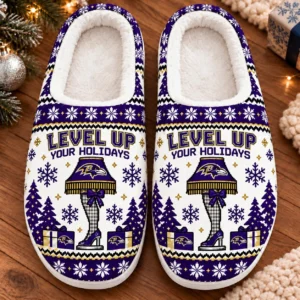 Baltimore Ravens Fluffy Plush House Slippers Unisex 2026 Gift For Christmas
