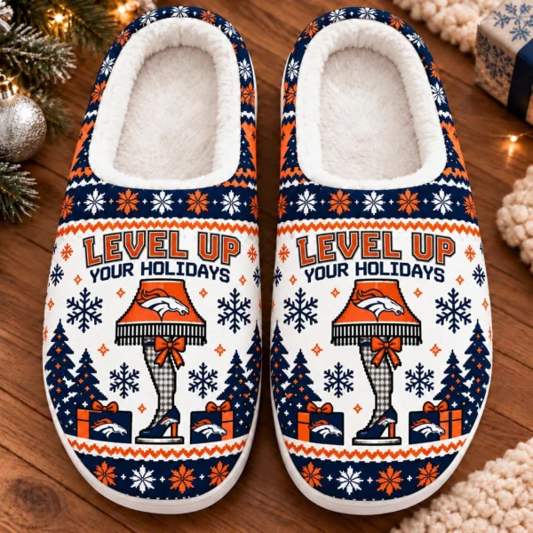 Denver Broncos House Slippers Fluffy Plush Unisex Limited Gift For Christmas