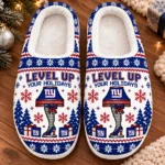New York Giants Fluffy Plush House Slippers Unisex 2026 Gift For Christmas