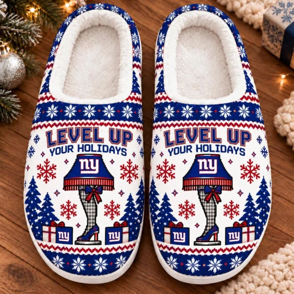 New York Giants Fluffy Plush House Slippers Unisex 2026 Gift For Christmas