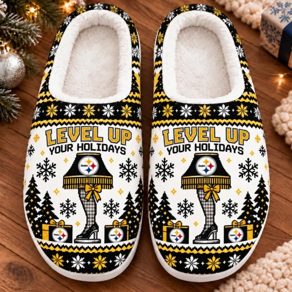 Pittsburgh Steelers House Slippers Fluffy Plush Unisex Limited Gift For Christmas