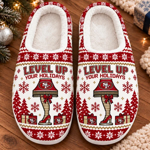 San Francisco 49ers House Slippers Fluffy Plush Unisex Limited Gift For Christmas