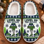 Seattle Seahawks House Slippers Fluffy Plush Unisex Limited Gift For Christmas