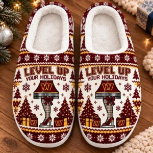 Washington Commanders Fluffy Plush House Slippers Unisex 2026 Gift For Christmas