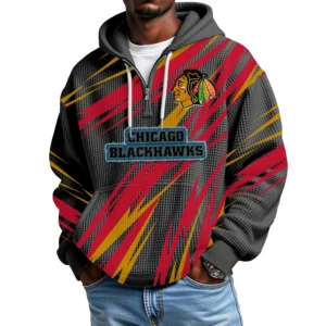 Chicago Blackhawks Men Hoodie Quarter Zip Waffle Knit 2026 Limited