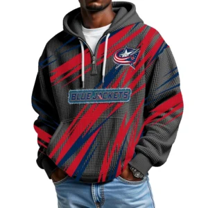 Columbus Blue Jackets Men Hoodie Quarter Zip Waffle Knit 2026 Limited