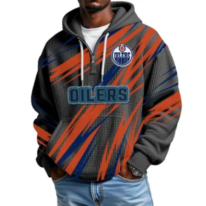 Edmonton Oilers Men Hoodie Quarter Zip Waffle Knit 2026 Limited