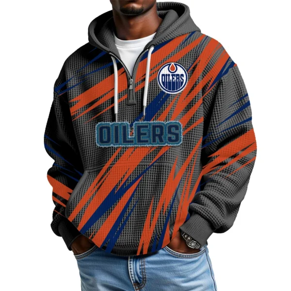 Edmonton Oilers Men Hoodie Quarter Zip Waffle Knit 2026 Limited