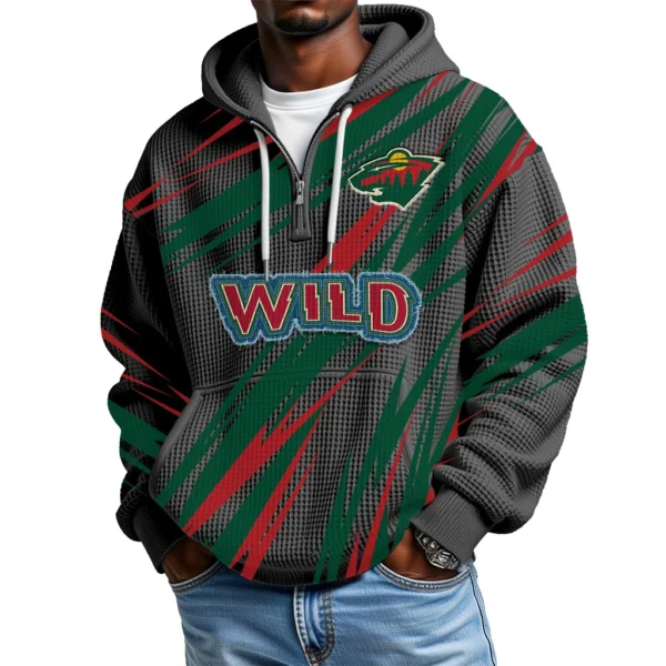 Minnesota Wild Men Hoodie Quarter Zip Waffle Knit 2026 Limited