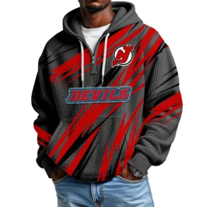 New Jersey Devils Men Hoodie Quarter Zip Waffle Knit 2026 Limited
