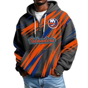 New York Islanders Men Hoodie Quarter Zip Waffle Knit 2026 Limited