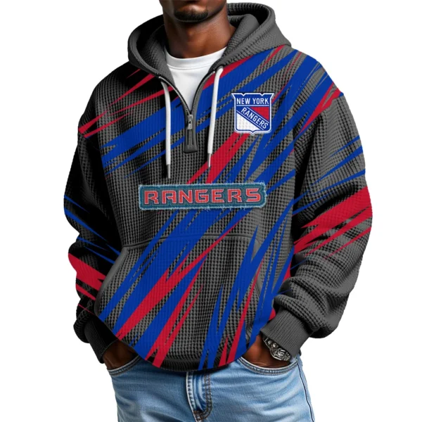 New York Rangers Men Hoodie Quarter Zip Waffle Knit 2026 Limited
